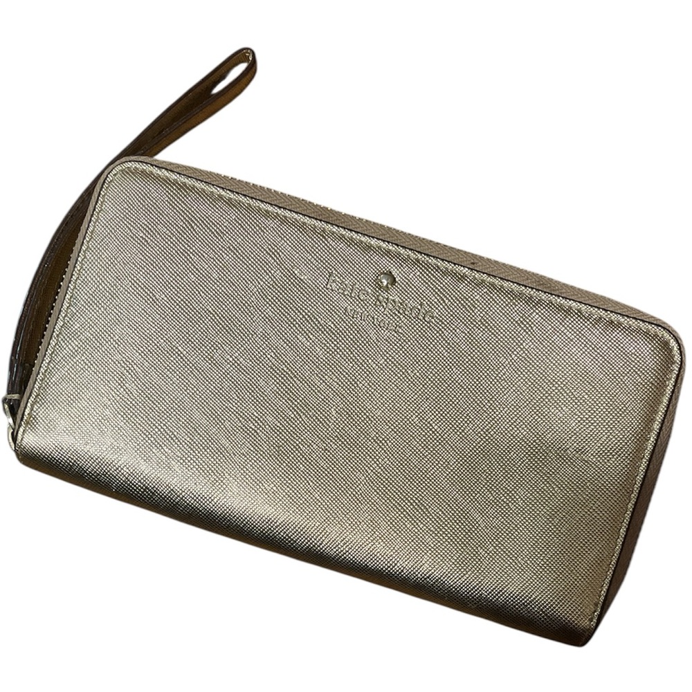 •KATE SPADE•GOLD ZIP-AROUND WRISTLET/WALLET EUC
